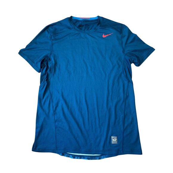 Nike PRO Combat Dri Fit Fitted short sleeve shirt, Large, Red & Blue - Picture 1 of 11